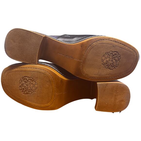 VINCE CAMUTO Mayaly Women's 10 Black Leather Platform Mules Slip On Sandals - Picture 9 of 11